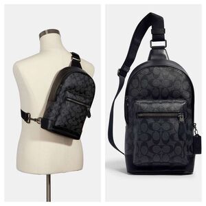 Coach West Pack In Signature Canvas Unisex Backpack Leather Monogram